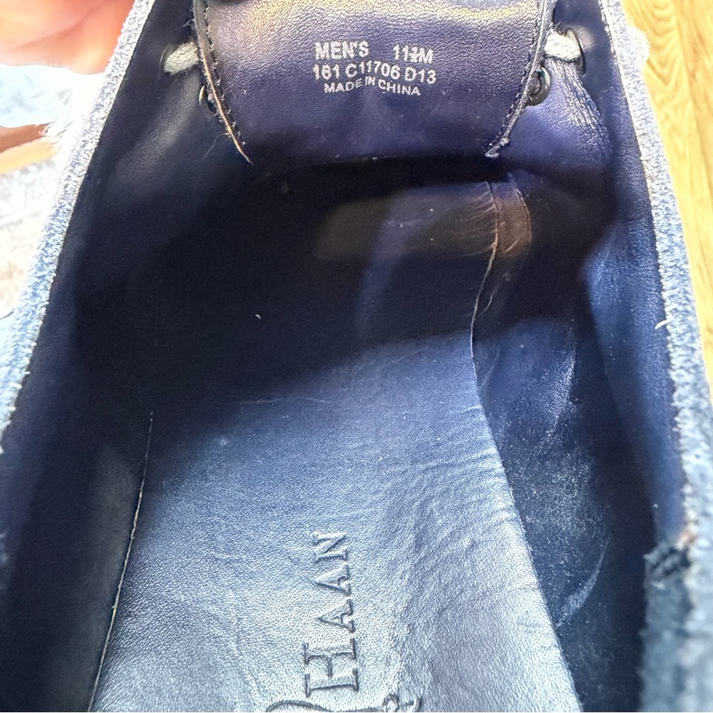 Cole Haan LunarGrand Wingtip Oxford Shoes Blue Suede Leather Size 11.5 Men’s - Picture 6 of 8
